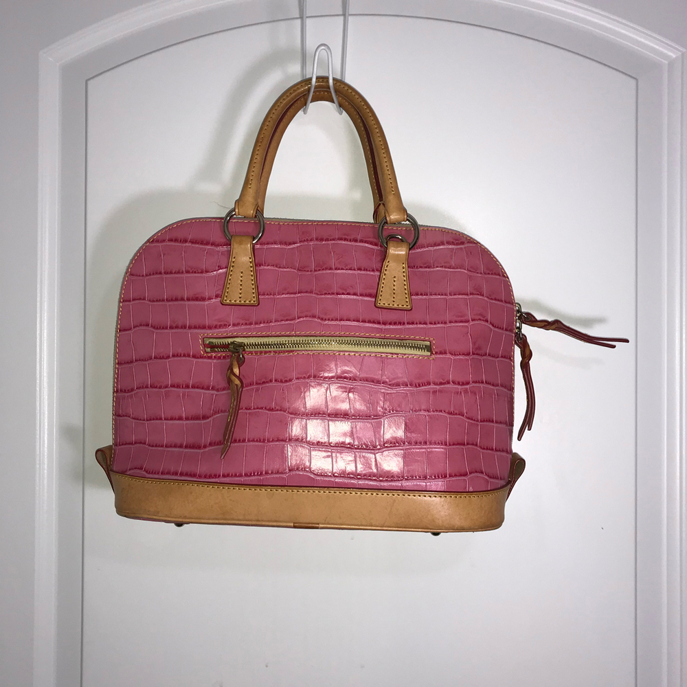 Dooney & Bourke Pink Croc Leather Satchel Crossbody EUC - Picture 2 of 9